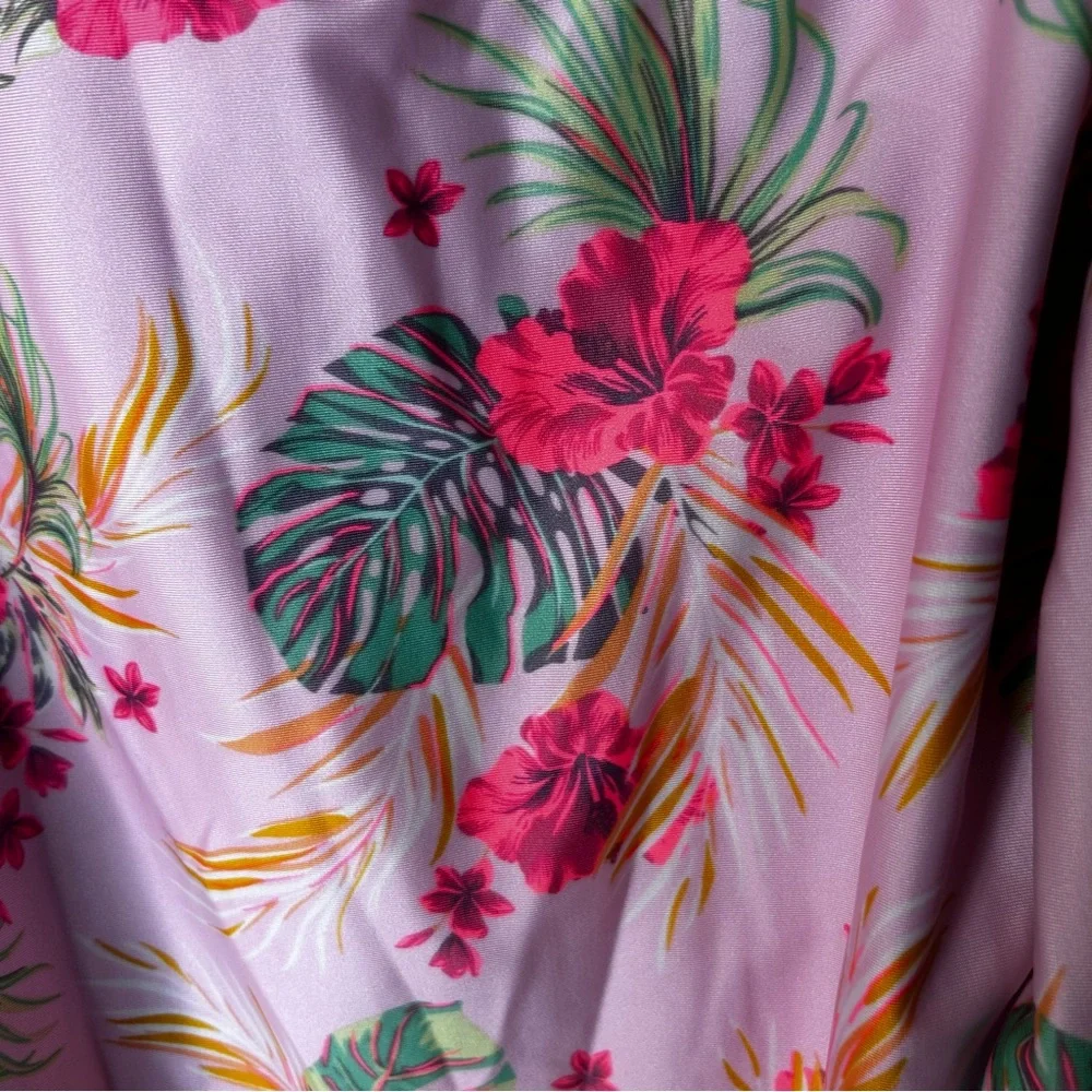 Art Class Pink Floral Girl’s Onepiece Swimsuit Rashguard Long Sleeve Size 10-12